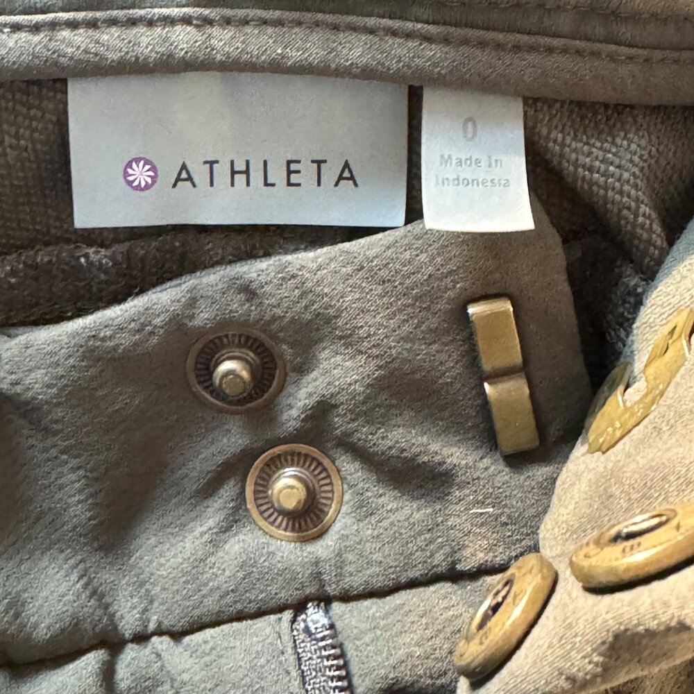 ATHLETA Wander Skinny Ankle Zip Olive Pants 349953-03 Women's Size 0 Nylon - Picture 2 of 16
